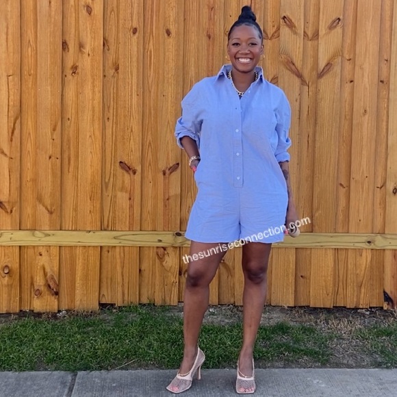 Classic Button Down Romper - Picture 4 of 5